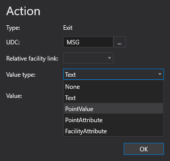 Sample Exit Action configuration